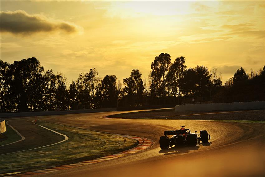 Sunset and F1 car